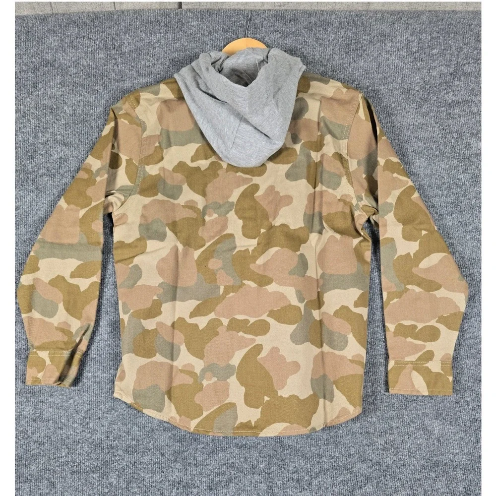 Airwalk Kids Khaki‎ Camo Hooded Button Up Shirt Style Jacket Size 14